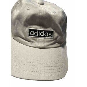 ADIDAS Hat Womens AEROREADY Dry Fit Structured Hook/Loop White & Black Spellout